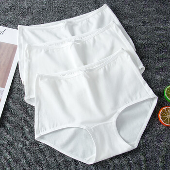 汝惜芬汀女纯棉内裤纯白色透气弹力棉短裤中高腰包臀柔软舒适 白色3条