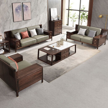 新中式沙发实木沙发组合黄檀木现代客厅沙发禅意轻奢中国风大小户型