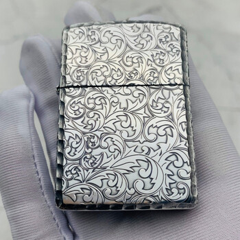 zippo打火机盔甲五面凿边唐草繁花镀银熏蓝b2308盔甲五面唐草繁花镀银