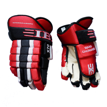新款 成人青少年儿童冰球手套轮滑球冰球护具装备 成人14寸x76黑红白