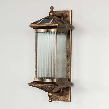 户外壁灯室外防水庭院大门太阳能围墙中式别墅露台led灯阳台壁灯 黑色