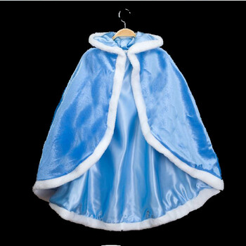 小女孩冰雪奇缘斗篷秋冬保暖披风艾莎公主斗篷爱莎披风 蓝色斗  