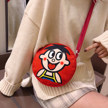 旺旺包包女斜挎联名款旺仔奶水桶包雪饼零钱可爱毛绒儿童小圣诞 红色