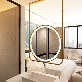 全友家私酒店镜子酒店客房浴室镜卫生间吊装智能镜带灯梳妆镜吊镜悬空