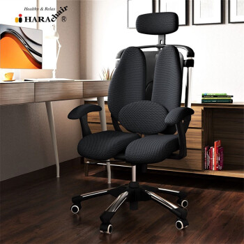 HARAchair人体工学电脑椅韩国原装进口HARAchair双背双座久坐适书房办公室 黑色