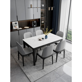 2021新款高档岩板餐桌岩板餐桌椅组合现代简约家用4人吃饭桌北欧实木