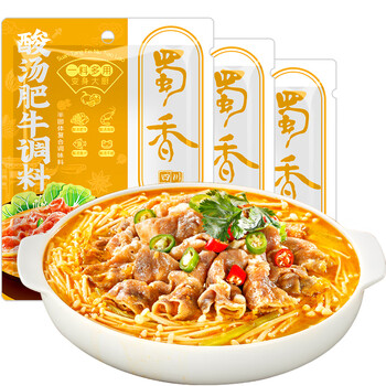 蜀香 酸汤肥牛调料100g*3袋 复合调料金汤肥牛酱浓郁酸辣汤料包酸汤鱼