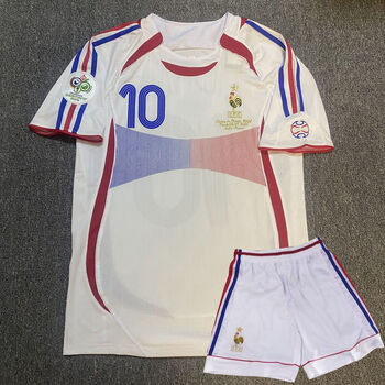 京识2006法国球衣客场白色10号齐达内12号亨利男女短袖定制足球服复古