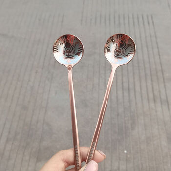 勺子韩式可爱咖啡勺搅拌勺家用长柄304不锈钢女神甜品勺女生礼物玫瑰