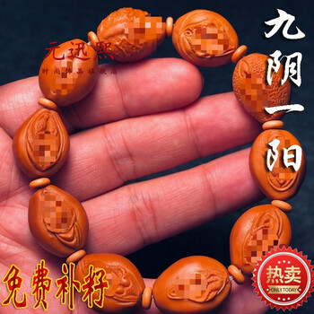 可颖生命之源 九阴一阳 升职加薪神器橄榄核胡雕刻个性文玩手串链