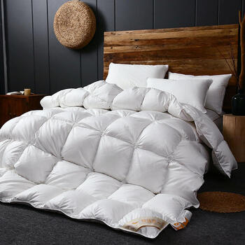 羽绒被95白鹅绒被芯加厚保暖白鹅绒被子冬被防钻绒抗菌被经典方格白色