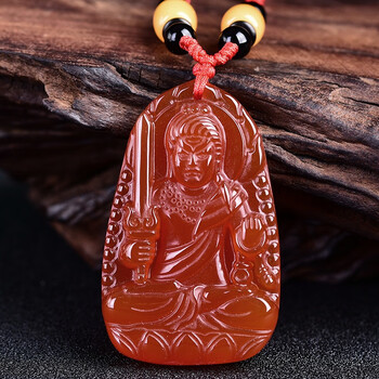 卫城红玛瑙不动明王吊坠生肖属鸡本命佛男女项坠不动尊菩萨1