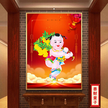 0121善财童子 60x85厘米  高清画芯【本地配框】 单幅