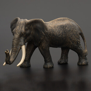 玩具野生动物模型套装 大号实心大象非洲象亚洲象 园 深灰色 古菱齿象