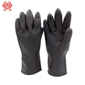 威蝶31cmA-1劳保乳胶防水防污耐磨耐酸碱防腐蚀化工手套 31厘米中厚黑色*60