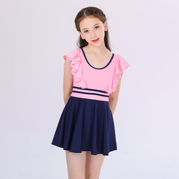 女童游泳衣连体初中生 女童泳衣中大童公主分体裙式夏季防·晒连体