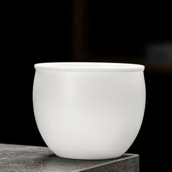 钰铨龙门 德化白瓷羊脂玉瓷纯白无釉素烧茶杯品茗杯大号主人杯 白瓷9