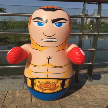 大号充气不倒翁玩具加厚充气沙袋儿童拳击玩具加厚91cm肌肉男送修补胶