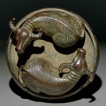 东庸堂古董老铜铜牛扭转乾坤八卦摆件老物件旧货老铜器古玩真品收藏品