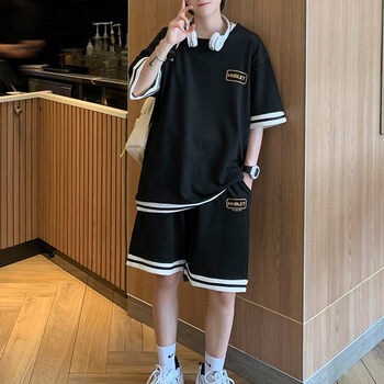 夏季12-19男生初中生高中生大学生短袖套装男大童13岁男孩14恤短裤15