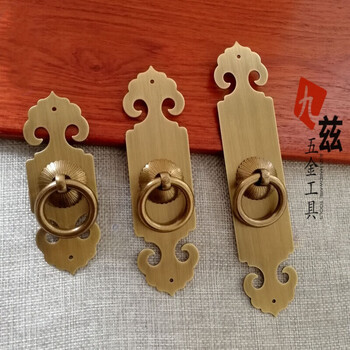仿古中式家具纯铜拉手古典把手书柜橱柜子衣柜门直条复古全铜拉手宽