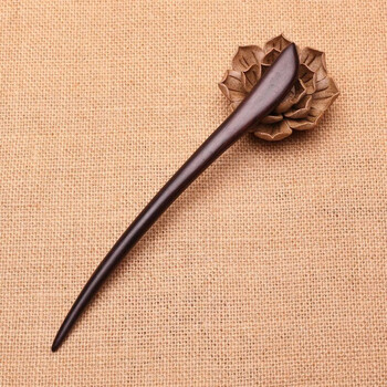 道士发簪盘头发道家头饰唐风盘发箍子女童新款桃木簪子木丸子 灰色