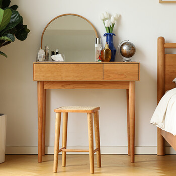 梳妆台小户型实木北欧ins风简约原木卧室迷你樱桃木化妆桌 【樱桃木】