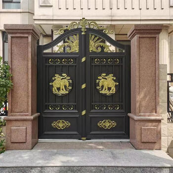 别墅庭院门农村家用院子门铝合金小区入户小门电动平移门 来图设计 选