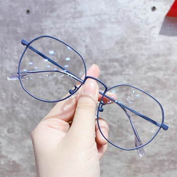 科田抗蓝光疲劳眼镜女素颜神器护眼睛框男学生韩版配有度数 深蓝色 无