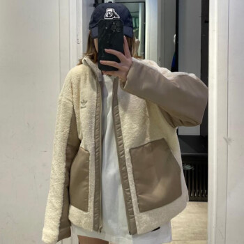 阿迪达斯 （adidas）三叶草男女装新款运动服加厚保暖防风羊羔绒宽松夹克外套 HC6603奶油卡其/女款 S