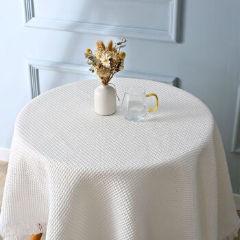 烛光晚餐桌布北欧茶几垫ins风白色床头柜布罩长方桌圆桌台布防尘盖布