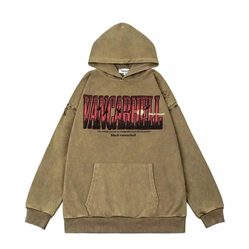 馨舰 xpxme同款美式连帽卫衣套头男女情侣外套ins 卡其色 xxl码