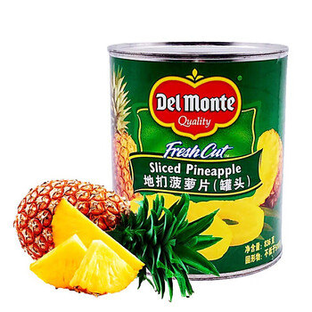 菲律宾进口地扪菠萝罐头凤梨圆片836g烘焙蛋糕披萨专用原装包邮