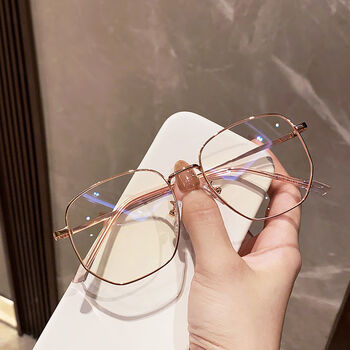 新品金属流线眼镜防蓝光护目镜眼镜男女百搭韩版大框显瘦眼镜框架配