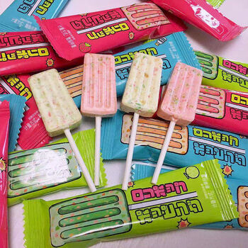 美意颂糖花顺吡02棒棒糖散装 网红高颜值雪糕型奶棒糖牛奶片糖果