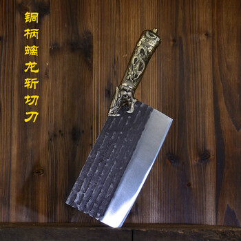 龙虎刀剑龙泉纯手工锻打高档菜刀家用砍骨刀锋利切片刀轻快小厨刀剃骨