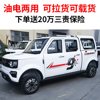 新款電動皮卡車四輪車家用電瓶車大功率客貨油電兩用爬坡載重王雙排