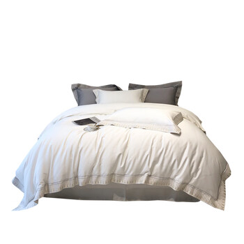 纯白色酒店床单床上用品羽系列信白12m床三件套适合150x200被芯床笠