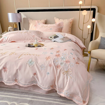 被套小清新2022新款床上用品蝶舞飘香粉d815米床单款适合200230被芯