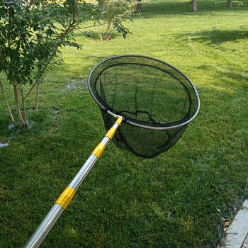 不锈钢抄网捞鱼网伸缩定位3米抄网竿钓鱼操网折叠网兜渔具加厚5米黄杆