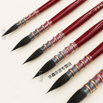 松鼠毛水彩笔拖把笔初学者尖头水彩画笔毛笔套装 2号毛长27mm直径7.