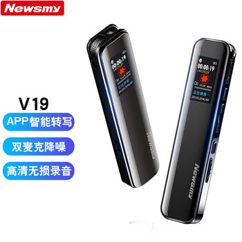 纽曼 Newsmy V19录音笔专业高清降噪内录语音转文字学生上课用会议商务录音笔小随身录音器深靖色 赠送 录音转文字版