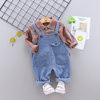 宝宝背带裤套装婴儿童春秋衣服1洋气3岁童装男童秋装长袖两件套潮