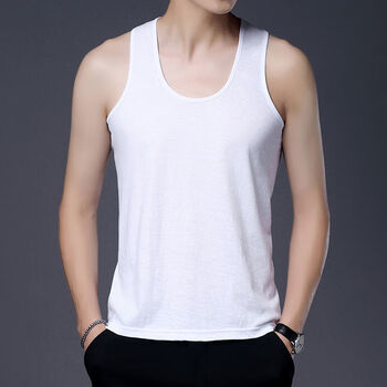 科小纯棉男士背心男加肥加大宽松老年吊带春秋季打底衫薄款夏纯色跨栏