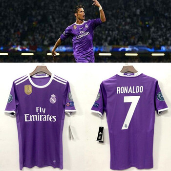 乾灿皇马16-17客场欧冠决赛球衣7号c罗纳尔多莫德里奇复定制 长袖上衣
