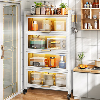 帅仕厨房置物架落地多层置物柜餐边柜多功能带门收纳柜储物柜碗柜厨房