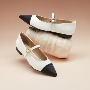 百思图basto春夏款时髦气质复古小香风玛丽珍鞋方跟舒适通勤女单鞋米