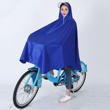 自行车雨衣雨披单人男女加大加厚大帽檐共享单车骑行雨衣大帽檐蓝色