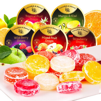 嘉云糖嘉云斯水果糖果味糖德国进口混合水果味铁盒零食糖果草莓味175g