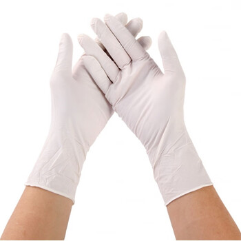 一次性丁睛手套橡胶乳胶防滑耐磨耐油耐用美容美发多用途防护手套 白